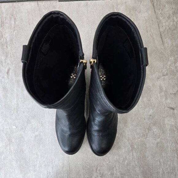 Vince Camuto Harness Moto Boots 8.5 Black Quilted Leather Western Biker Booties - Picture 2 of 13